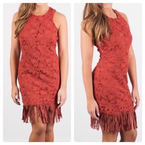 Anthropologie J.O.A. Los Angels Lace Fringe Dress